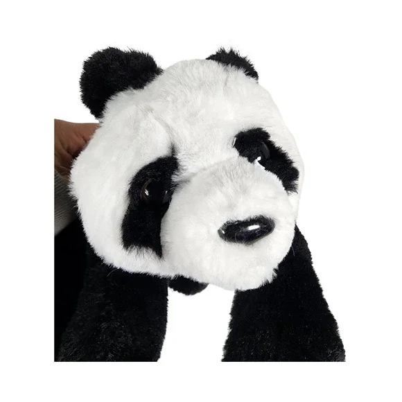 FAO Schwarz Panda Bear Plush Stuffed Animal Black White Floppy Laying 14 Inch - Picture 7 of 9